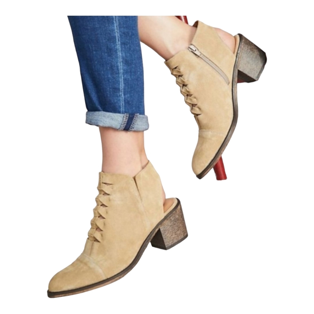 Anthropologie Club Nico Tan Suede Bernita Bootie Size 7 Bohemian Chic Effortless